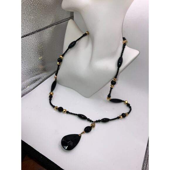 Louis Feraud Paris Vintage Black & Gold Beaded Necklace! - Picture 6 of 14